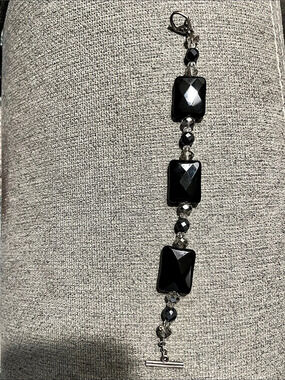 Barse Black Faceted Bead Toggle Bracelet